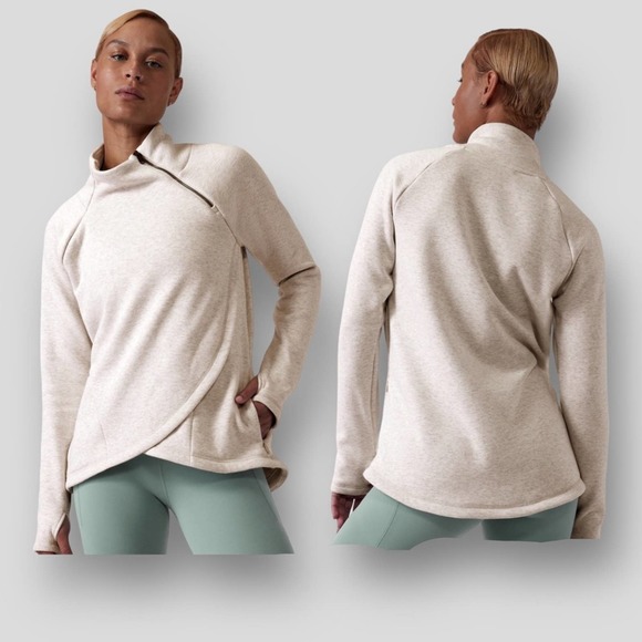 Athleta Tops - Athleta Cozy Karma Asym Pullover Toasted Brown Heather Size Small